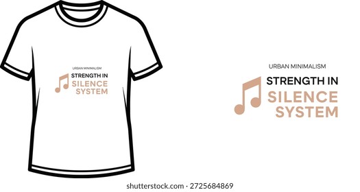 Design de t-shirt de tipografia de alta qualidade com a citação FORÇA NO SISTEMA DE SILÊNCIO em um estilo minimalista, arte vetorial profissional isolado em um fundo transparente.