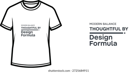 A high-quality typography t-shirt design featuring the quote "MODERN BALANCE THOUGHTFUL BY Design Formula" in a modern, minimalist style, professional vector art isolated on a transparent background.