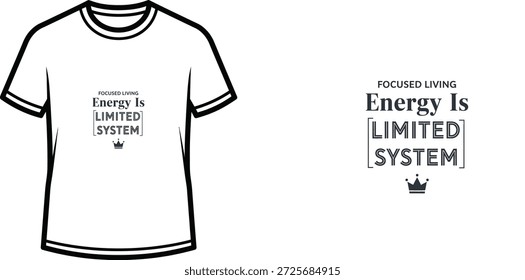 Design de camiseta de tipografia de alta qualidade com a citação 'Energia é [LIMITADO] SISTEMA' em um estilo minimalista, arte vetorial profissional isolado em um fundo transparente.