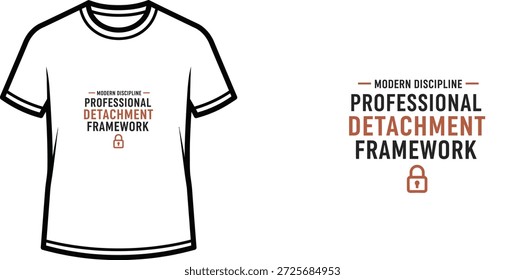 Diseño de camiseta de tipografía de alta calidad con la cita MARCO DE DESPRENDIMIENTO DE PROFESIONAL DE DISCIPLINA MODERNA en un estilo minimalista, Arte vectorial profesional aislado sobre un fondo transparente.