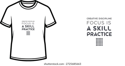 High-quality typography t-shirt design featuring the quote CREATIVE DISCIPLINE in a minimalist style, professional vector art isolated on a transparent background.