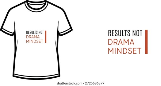 Design de camiseta de tipografia de alta qualidade com a citação RESULTS NOT DRAMA MINDSET em um estilo minimalista, arte vetorial profissional isolado em um fundo transparente.