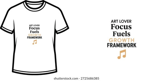 Un diseño de camiseta de tipografía de alta calidad con la cita "ART LOVER Fuels GROWTH FRAMEWORK" en un estilo moderno y minimalista, Arte vectorial profesional aislado sobre un fondo transparente.