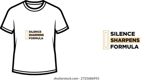 Um design de t-shirt de tipografia de alta qualidade com a citação "SILENCE SHARPENS FORMULA" em um estilo minimalista e moderno, arte vetorial profissional isolado em um fundo transparente.