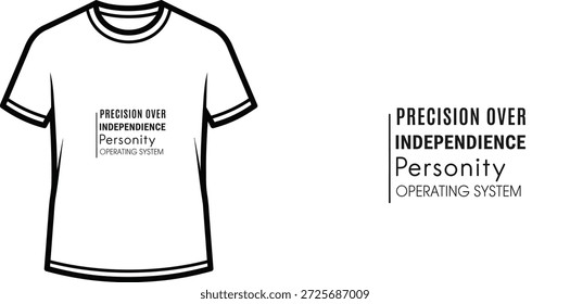 Design de camiseta de tipografia de alta qualidade com a citação PRECISÃO SOBRE A INDEPENDÊNCIA em um estilo minimalista, arte vetorial profissional isolada em um fundo transparente.