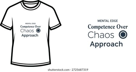 High-quality typography t-shirt design featuring the quote 'Competence Over Chaos Approach' in a minimalist style, professional vector art isolated on a transparent background.