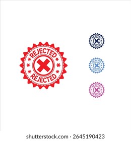 High-quality vector graphic of a rejected stamp seal in red, blue, and pink variations.  Ideal for websites, apps, or documents needing a clear rejection indicator. Download now.