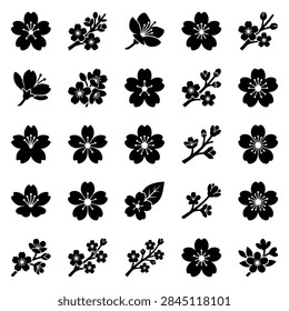 High-quality vector graphic showing a macro view of a pink prunus blossom. The illustration features soft-toned petals and central stamens, suitable for floral and seasonal themes.