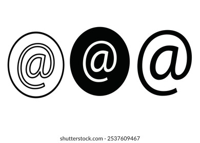 High-Quality Vector Icon of At Rate Symbol – Minimalist Design for Digital Use