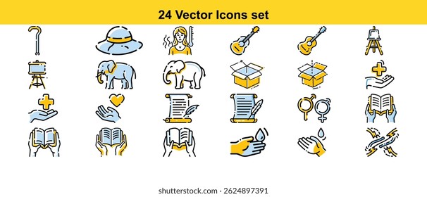 High-quality vector icons depicting various concepts, including health, nature, art, gender symbols, and more. Perfect for websites, apps, and presentations.