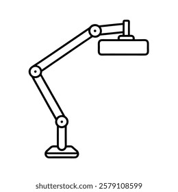 High-quality vector illustration of an adjustable monitor arm, perfect for ergonomic workspace designs. Ideal for office setups, dual-screen workstations, gaming desks, and productivity-focused.