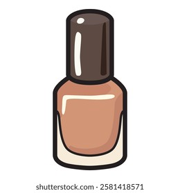 A high-quality vector illustration of a beige nail polish bottle with a sleek and elegant design.