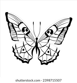 High-quality vector illustration of a black butterfly