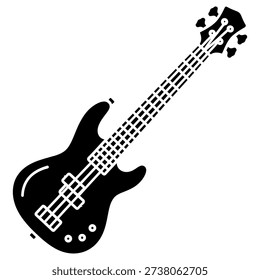 High-quality vector illustration of a black electric bass guitar with white polka dots, isolated on a clean background, perfect for music and design projects. High-quality vector illustration of a black electric bass guitar with white polka dots, isolated on a clean background, perfect for music and design projects.