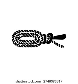 High-quality vector illustration of a black rope knot secured with a metal shackle, clean and professional for commercial use.