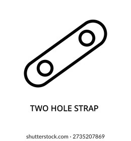 High-quality vector illustration of a black two-hole strap, clean and isolated on a white background, ideal for industrial, fashion, or design projects.