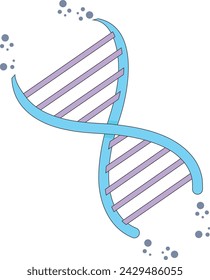 A high-quality vector illustration of a blue and purple DNA molecule with bubbles on a white background.