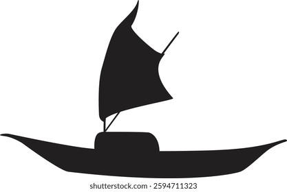 A high-quality vector illustration of a boat floating on calm waters, featuring a sleek design and intricate details.