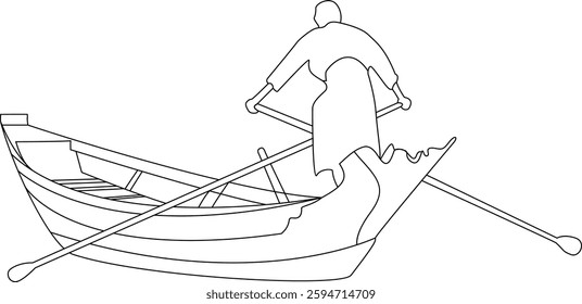 A high-quality vector illustration of a boat floating on calm waters, featuring a sleek design and intricate details.