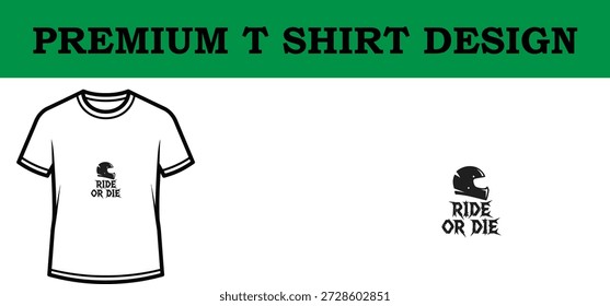 High-quality vector illustration of a bold typography t-shirt design featuring 'Ride or Die' and 'Eat Sleep Ride' text, perfect for apparel branding, print-on-demand, and custom merchandise with a clean, scalable look.