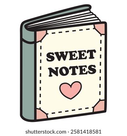 A high-quality vector illustration of a book about sweet notes, featuring a charming and delicate design. 