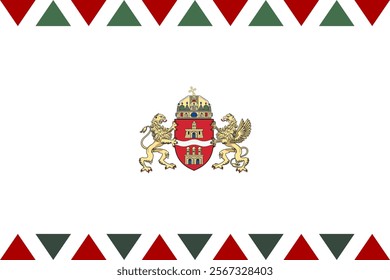 High-quality vector illustration of Budapest, Hungary's official flag. Ideal for projects showcasing the city's historic significance, vibrant cultural scene, and iconic architecture