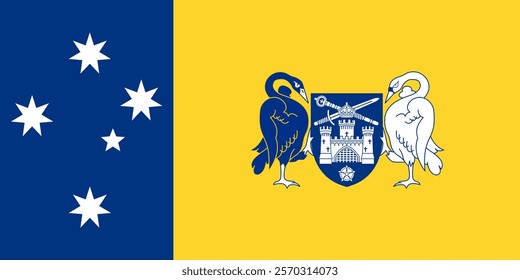 High-quality vector illustration of Canberra, Australia's official flag. Ideal for projects showcasing the city's parliamentary functions, cultural scenes, and architectural landmarks