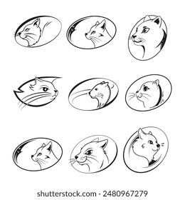 Ilustración vectorial de alta calidad de un elemento de cabeza de gato para el diseño del logotipo Fondo sólido detallado y elegante perfecto para la marca y proyectos digitales