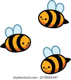 A high-quality vector illustration of a charming bee, featuring a cute and friendly appearance.