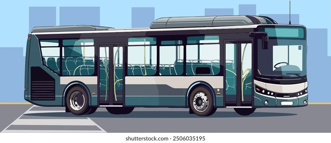 High-quality vector illustration of a city bus, ideal for urban transportation themes, public transit designs, and vehicle graphics