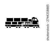 High-quality vector illustration of a classic diesel locomotive train with freight cars, depicted in black and white for versatile commercial and editorial use.