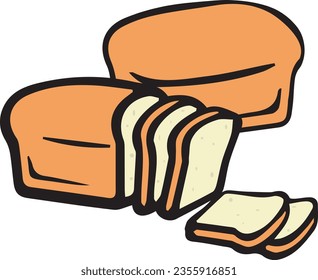 High-quality vector illustration of a classic white bread loaf. This versatile and detailed image is perfect for a variety of culinary-themed projects. 