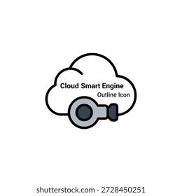 High-quality vector illustration of a cloud with a smart engine icon, representing online services and technology. Ideal for web design, marketing, and digital media.