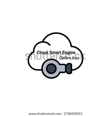High-quality vector illustration of a cloud with a smart engine icon, representing online services and technology. Ideal for web design, marketing, and digital media.