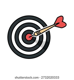 Ilustração vetorial de alta qualidade de um dardo atingindo o alvo alvo. Perfeito para projetos que precisam de um foco na precisão e realização.