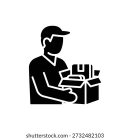 Ilustración vectorial de alta calidad de un repartidor que transporta múltiples cajas, ideal para servicios de logística, envío y entrega.