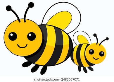 "High-quality vector illustration of a detailed bee, perfect for digital and print projects, including logos, icons, and educational materials. Fully editable.