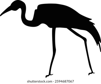 A high-quality vector illustration of an elegant egret standing gracefully in a natural wetland setting.