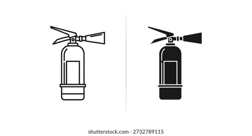 Ilustración vectorial de alta calidad de un extintor en dos vistas diferentes. Ideal para señalización de seguridad y emergencia, materiales educativos y proyectos de diseño.