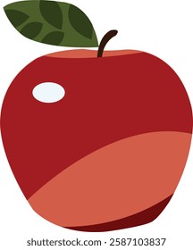 High-quality vector illustration of a fresh, juicy red apple with a natural shine and realistic details. Perfect for branding, packaging, food-related designs, educational materials, and digital artwo