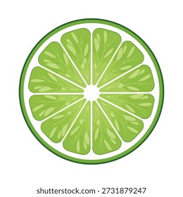 Ilustração vetorial de alta qualidade de uma fatia de cal fresca, perfeita para projetos de design, ícones alimentares e temas culinários.