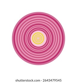 High-quality vector illustration of a fresh red onion, featuring both whole and sliced views. This vibrant and detailed graphic showcases the natural color gradients and texture of red onions, making 