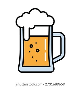 High-quality vector illustration of a frothy beer mug, perfect for design projects, branding, and promotional materials.