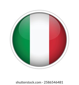 A high-quality vector illustration of a glossy sphere featuring the national flag of Italy.