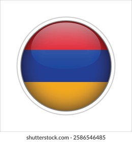 A high-quality vector illustration of a glossy sphere featuring the national flag of Armenia. 