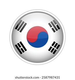 A high-quality vector illustration of a glossy sphere featuring the national flag of South Korea.