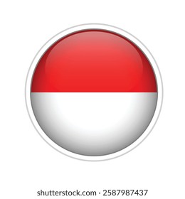 A high-quality vector illustration of a glossy sphere featuring the national flag of Indonesia. 