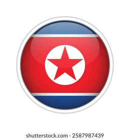 A high-quality vector illustration of a glossy sphere featuring the national flag of North Korea.