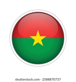 A high-quality vector illustration of a glossy sphere featuring the national flag of Burkina Faso.