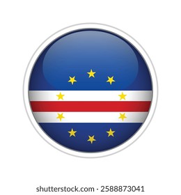 A high-quality vector illustration of a glossy sphere featuring the national flag of Cape Verde.